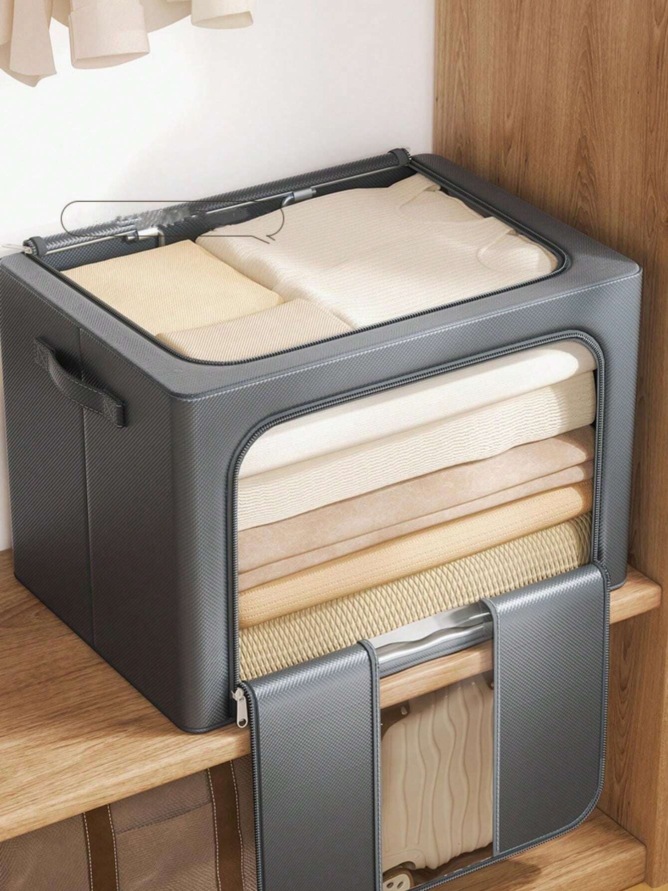Scatola portaoggetti con cerniera per vestiti, cesta di grande capacità per indumenti, coperte, trapunte, giocattoli, organizer per armadi domestici, organizer salvaspazio per armadio, camera da letto, casa, dormitorio, accessori camera da letto