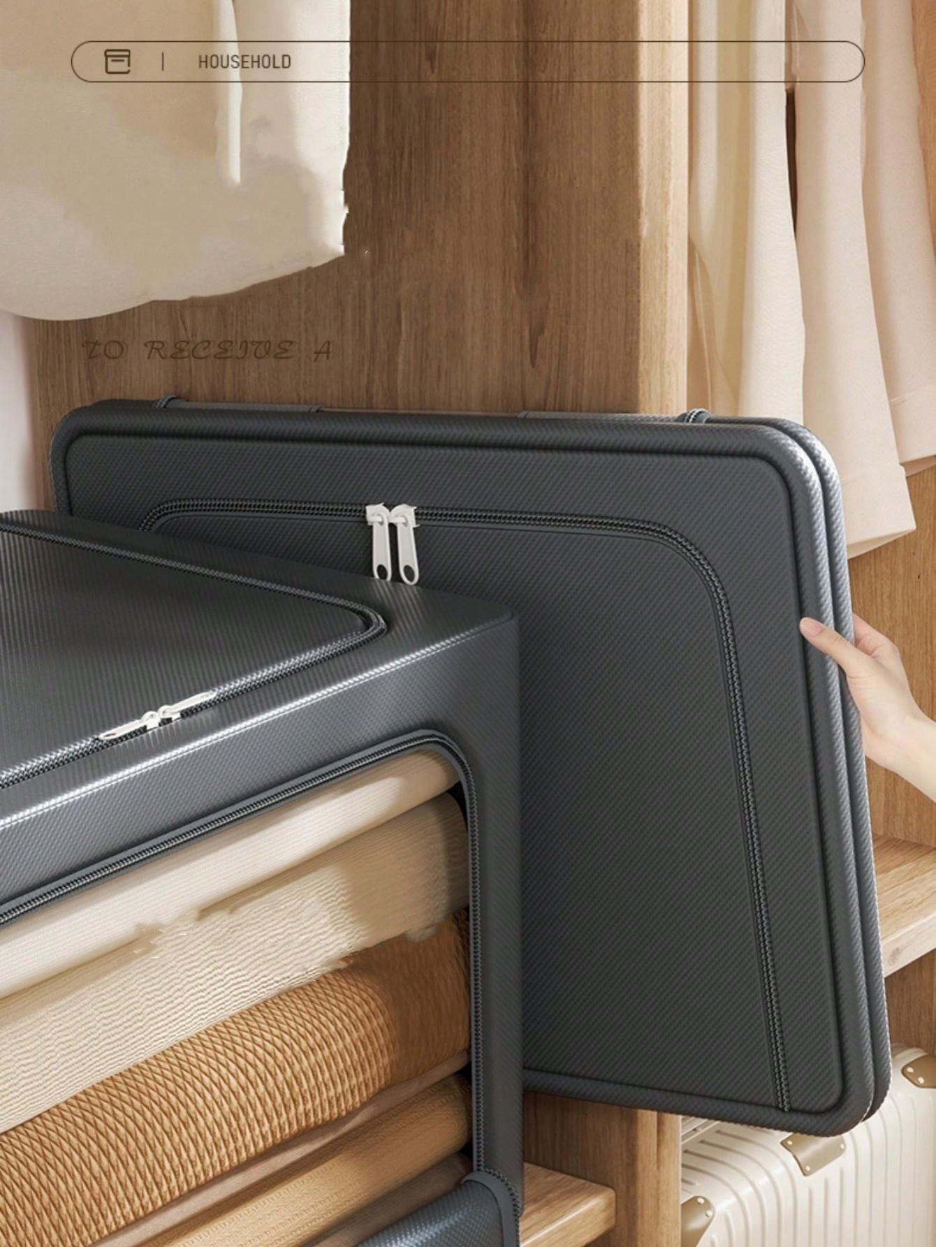 Scatola portaoggetti con cerniera per vestiti, cesta di grande capacità per indumenti, coperte, trapunte, giocattoli, organizer per armadi domestici, organizer salvaspazio per armadio, camera da letto, casa, dormitorio, accessori camera da letto