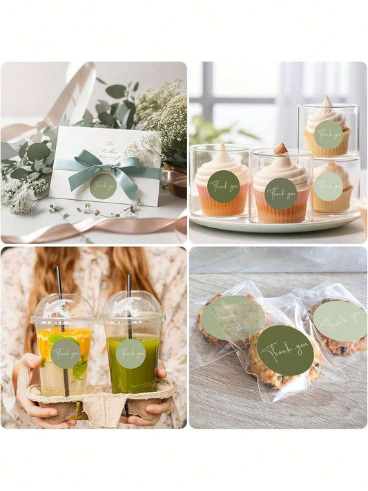 Adesivi/etichette rotonde verde sfumato in stile bohémien in 6 colori, etichette adesive per cartoleria adatte per attività commerciali, matrimoni, compleanni, festa di nascità, materiali di consumo impermeabili in PVC