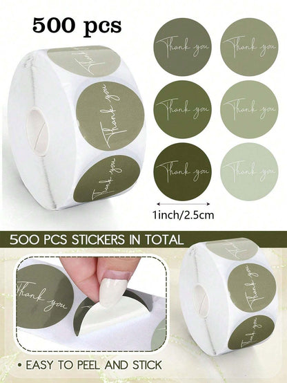 Adesivi/etichette rotonde verde sfumato in stile bohémien in 6 colori, etichette adesive per cartoleria adatte per attività commerciali, matrimoni, compleanni, festa di nascità, materiali di consumo impermeabili in PVC