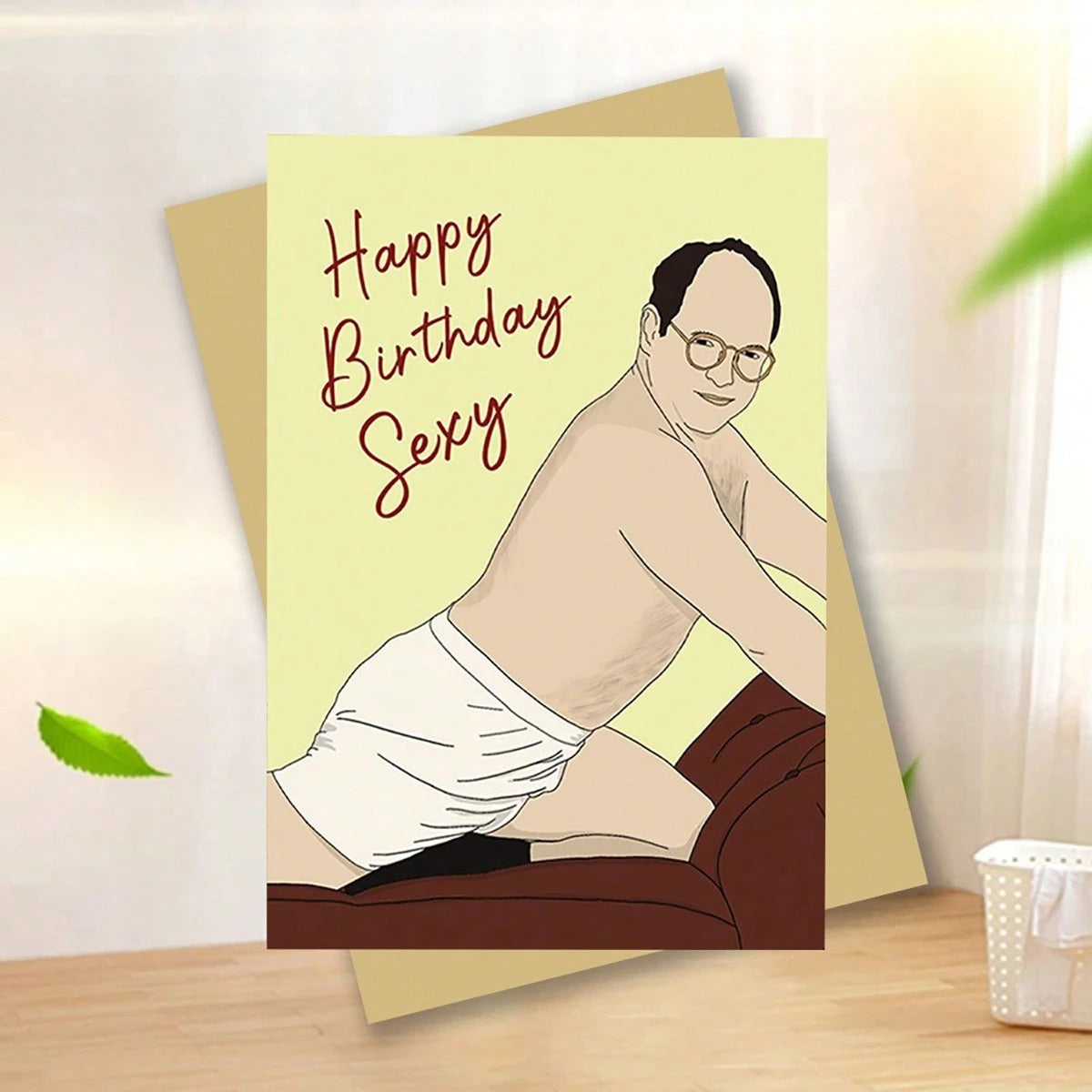 Biglietto d'auguri per compleanno divertente e spiritoso - "Buon compleanno sexy" - con busta, stampa di alta qualità, 16x11 cm, biglietto divertente con illustrazione di un uomo per famiglia e amici