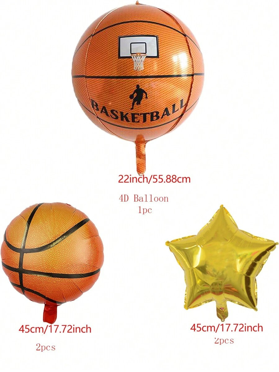 Set di palloncini da basket 4D stereoscopici, palloncini ad elio a forma di campo da basket, decorazione per feste a tema, compleanni, Natale