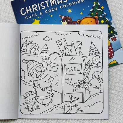 Libro da colorare per adulti, tema natalizio, vibes carini e accoglienti, regalo perfetto per compleanno, Ringraziamento, Natale