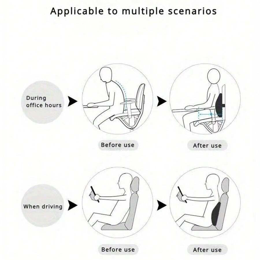 Set di cuscino di supporto lombare ergonomico per sedia da ufficio, schienale e seduta in memory foam, rivestimento in poliestere morbido, design confortevole per il sollievo