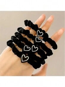 5/10 pezzi Nuovi fermagli per capelli a forma di fiocco in colore caffè, elastici per capelli con ciondolo a forma di cuore