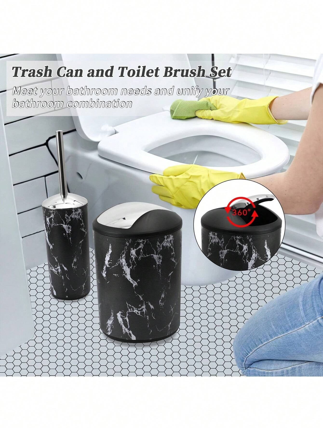5 pezzi/9 pezzi Set di accessori per il bagno con motivo marmorizzato, inclusi portaspazzolino, dispenser di sapone, portasapone, bicchiere, bottiglie ricaricabili