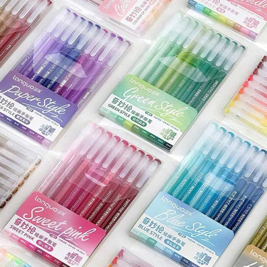 Scatola di 9 colori di penne gel di grande capacità: multicolore, inchiostro gel, adatte per diari di studenti, prendere appunti, scarabocchiare, evidenziare, in ufficio, per il Ringraziamento, il Natale