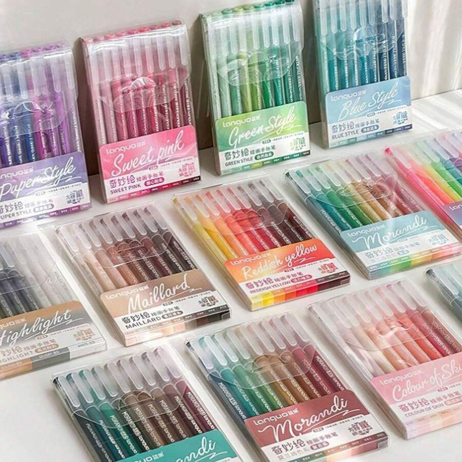 Scatola di 9 colori di penne gel di grande capacità: multicolore, inchiostro gel, adatte per diari di studenti, prendere appunti, scarabocchiare, evidenziare, in ufficio, per il Ringraziamento, il Natale