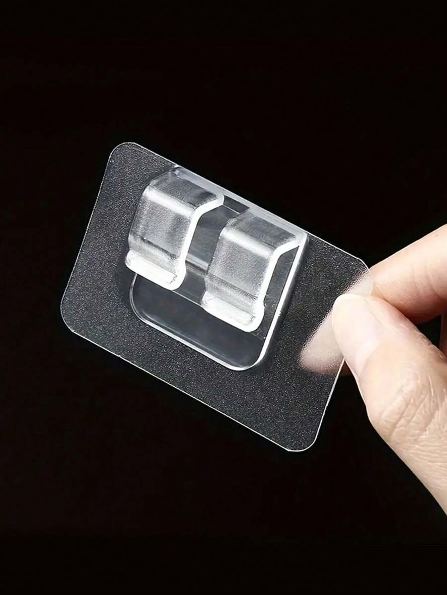 100 pezzi Ganci in plastica trasparente LDQ per uso esterno, montabili a parete con adesivo, facili da installare per luci stringa e lampade a filo, ganci per esposizione industriale, finitura lucida
