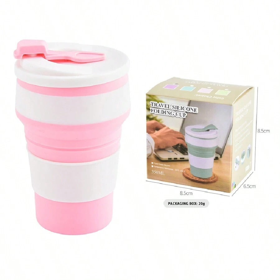 Tazza retrattile in silicone da 350 ml, tazza da risciacquo da campeggio da viaggio, tazza da ufficio per il caffè, tazza per il latte domestico, fornita in confezione colorata