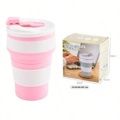 Tazza retrattile in silicone da 350 ml, tazza da risciacquo da campeggio da viaggio, tazza da ufficio per il caffè, tazza per il latte domestico, fornita in confezione colorata