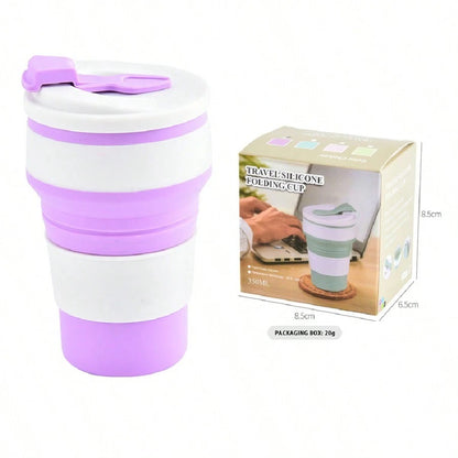 Tazza retrattile in silicone da 350 ml, tazza da risciacquo da campeggio da viaggio, tazza da ufficio per il caffè, tazza per il latte domestico, fornita in confezione colorata