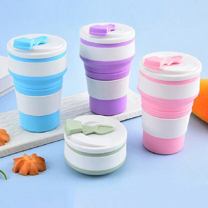 Tazza retrattile in silicone da 350 ml, tazza da risciacquo da campeggio da viaggio, tazza da ufficio per il caffè, tazza per il latte domestico, fornita in confezione colorata