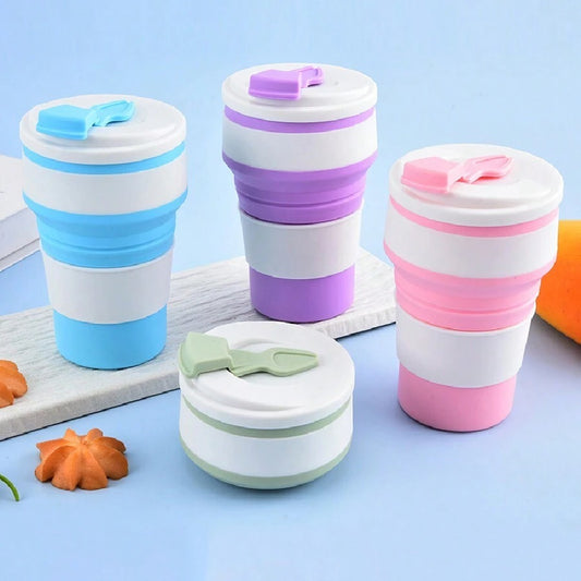 Tazza retrattile in silicone da 350 ml, tazza da risciacquo da campeggio da viaggio, tazza da ufficio per il caffè, tazza per il latte domestico, fornita in confezione colorata