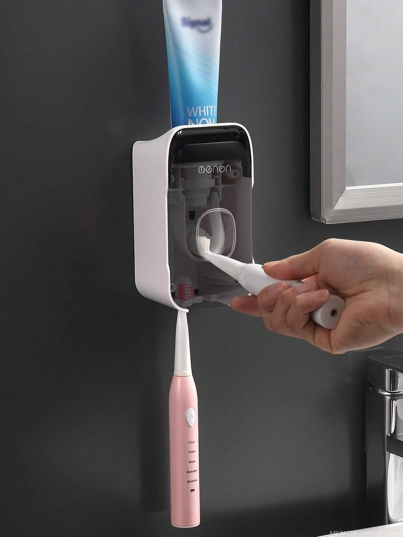 1 pezzo Dispenser automatico da parete per dentifricio con portaspazzolino, set di accessori per il bagno, decorazione per la casa e il bagno, decorazione autunnale, ritorno a scuola