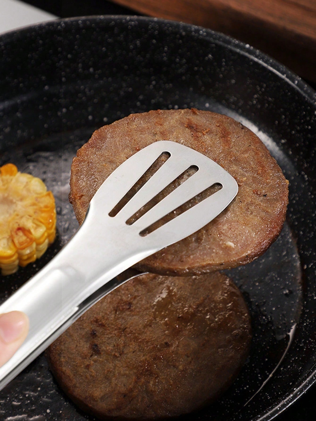 Pinze per alimenti in acciaio inossidabile da 7 pollici/9 pollici/12 pollici/14 pollici a 3 punte, rinforzate e resistenti al calore, per cucinare in casa, BBQ, bistecca, self-service, pinze per pane