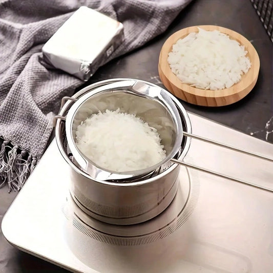 Set di 3 pezzi di pentole a bagnomaria in acciaio inossidabile con manico termoresistente e cucchiaio per mescolare, ideale per fai da te, creazione di gioielli, scioglimento della cera