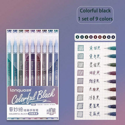 Scatola di 9 colori di penne gel di grande capacità: multicolore, inchiostro gel, adatte per diari di studenti, prendere appunti, scarabocchiare, evidenziare, in ufficio, per il Ringraziamento, il Natale