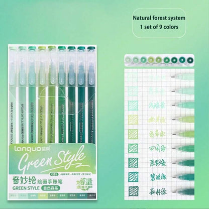 Scatola di 9 colori di penne gel di grande capacità: multicolore, inchiostro gel, adatte per diari di studenti, prendere appunti, scarabocchiare, evidenziare, in ufficio, per il Ringraziamento, il Natale