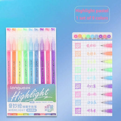 Scatola di 9 colori di penne gel di grande capacità: multicolore, inchiostro gel, adatte per diari di studenti, prendere appunti, scarabocchiare, evidenziare, in ufficio, per il Ringraziamento, il Natale