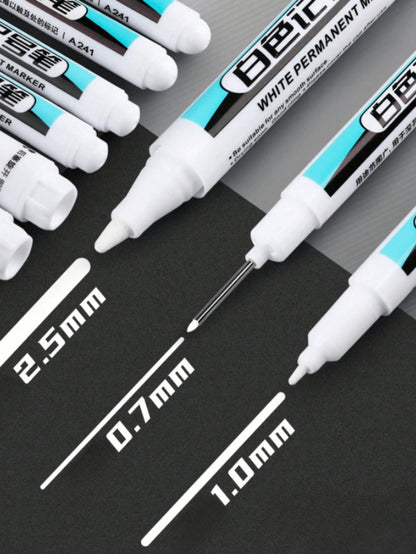 Pennarelli bianchi, Punte da (0,7 mm, 1 mm, 2,0 mm, 2,5 mm), Pennarello per segni profondi, Perfetti per falegnami, architetti, costruttori, vetro, pneumatici