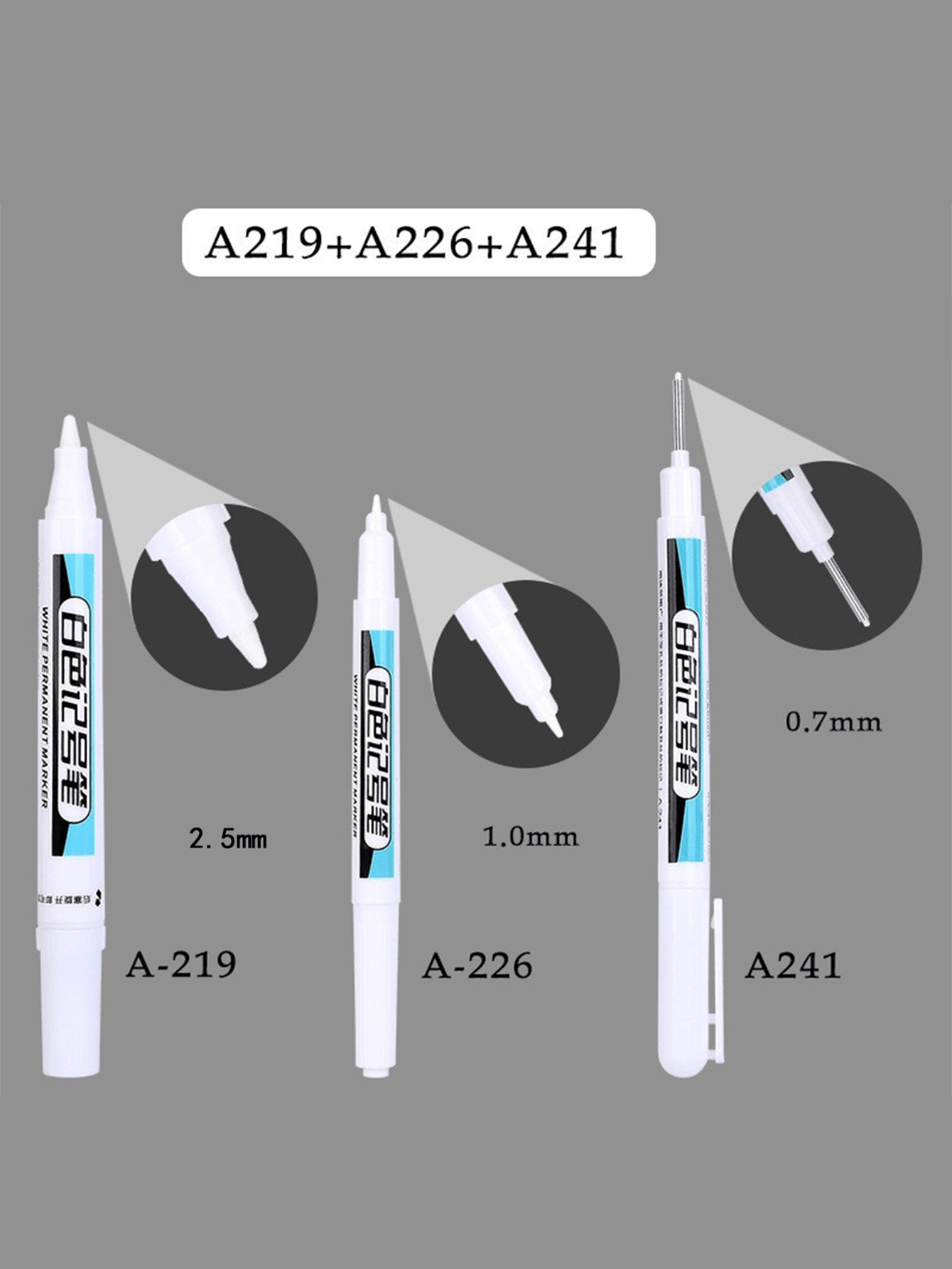 Pennarelli bianchi, Punte da (0,7 mm, 1 mm, 2,0 mm, 2,5 mm), Pennarello per segni profondi, Perfetti per falegnami, architetti, costruttori, vetro, pneumatici