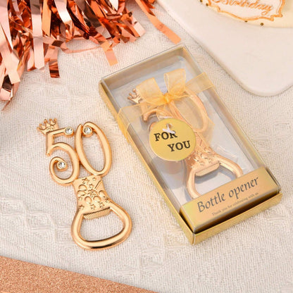 apribottiglie a forma di numeri dorati 18, 40, 50, 60, 70, 80, adatti come regali per 18°, 40°, 50°, 60°, 70°, 80° compleanno, oggetti da festa di compleanno, regali per anniversari, souvenir e regali per matrimoni