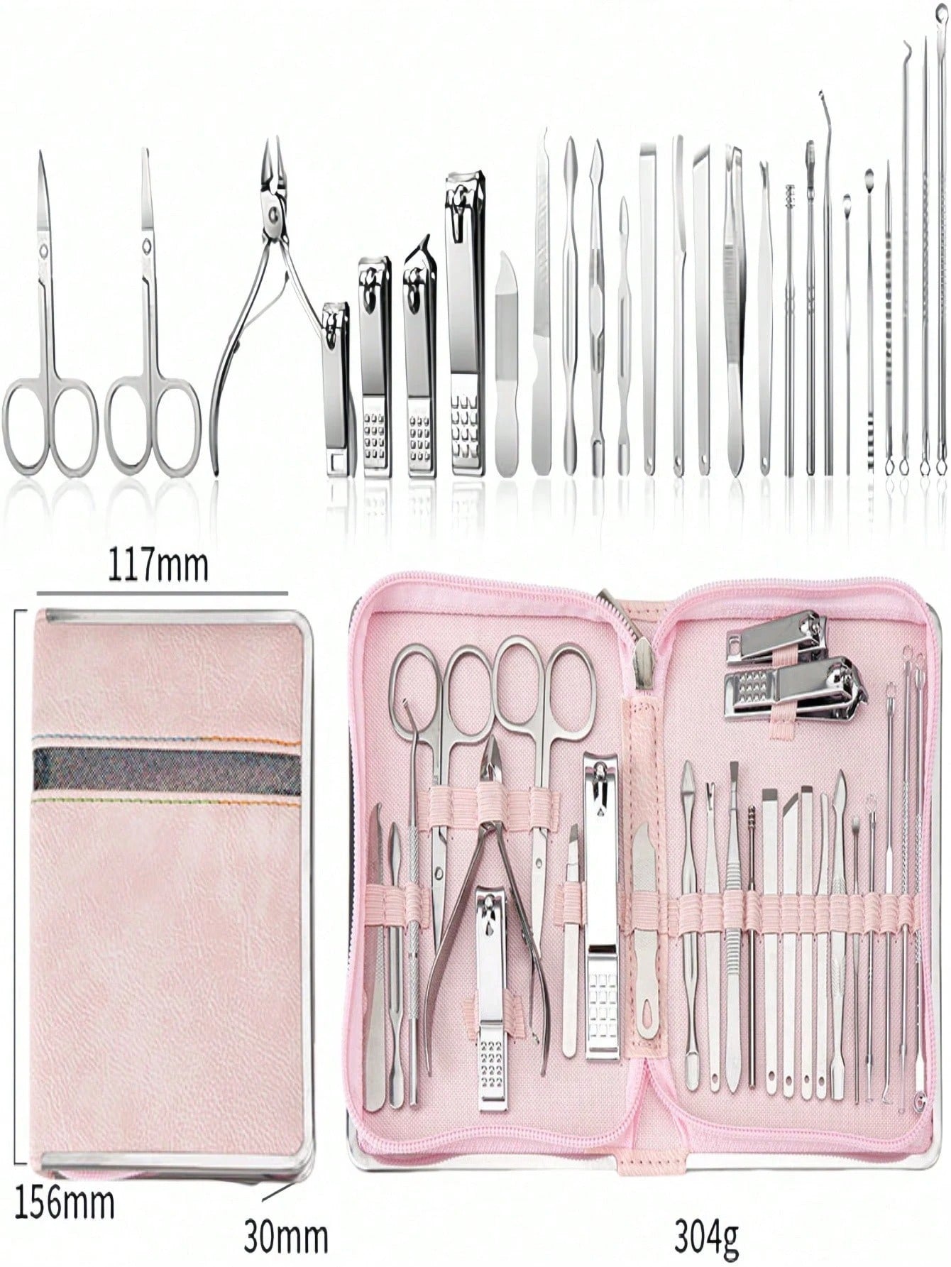 Set di 11 Pezzi di Strumenti per la Cura delle Unghie, Set Professionale Multifunzionale Avanzato in Acciaio Inossidabile