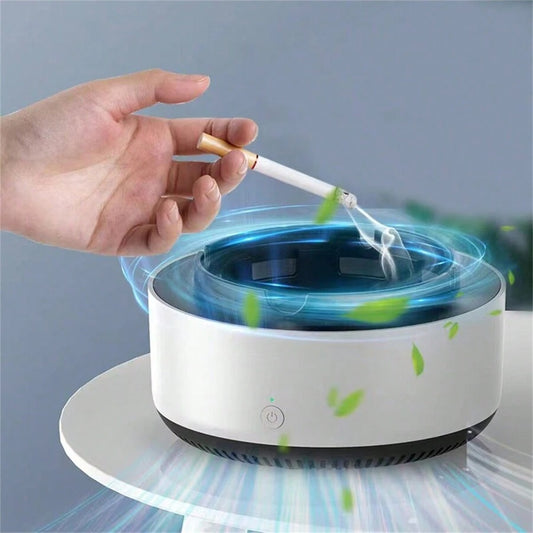 1 posacenere intelligente auto-estinguente con purificatore d'aria a ioni negativi, posacenere rotondo multifunzionale in plastica per uso domestico, ufficio e all'aperto - richiede 2 batterie AA (non incluse)