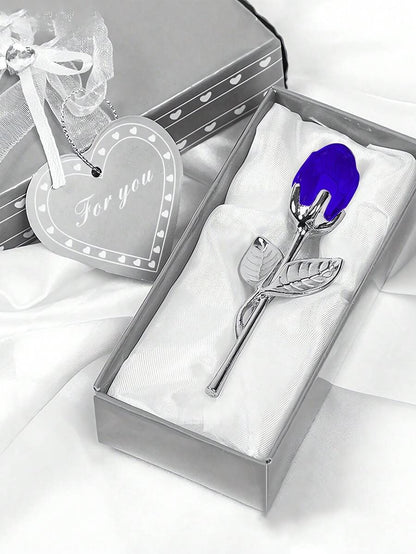 1 pezzo Rosa di vetro in miniatura con fiore di cristallo artificiale, confezione regalo di cristallo mini, fiore di rosa artificiale rosso per regalo di donne, feste, matrimoni, decorazione da ufficio e casa