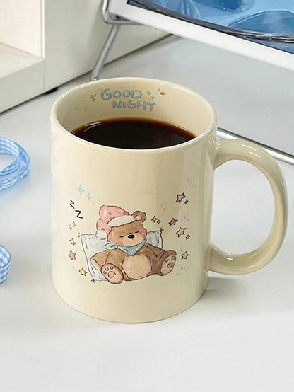 Tazza in ceramica con graziosi disegni di orso, fiocco e fiorellini, tazza da caffè per coppie, tazza in pregiata porcellana per latte, tazza per acqua con design di bassotto