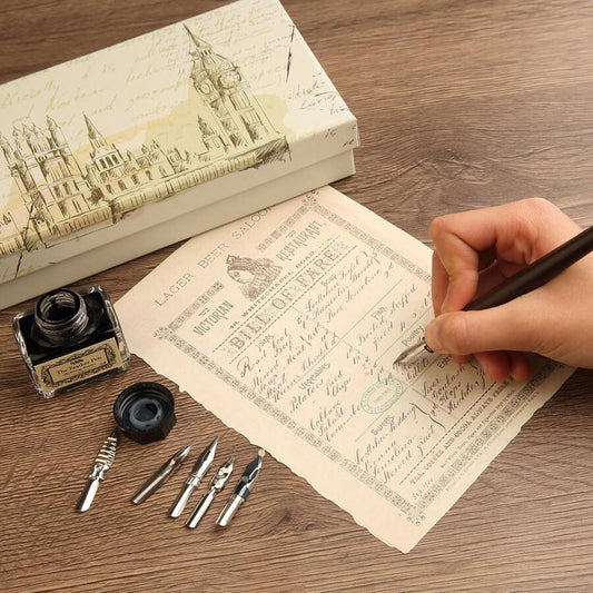 Set Per Calligrafia Per Principianti Set Di Penne E Inchiostri Per Penne D'oca Penne Fantasia Con Inchiostro Nero E 11 Pennini Per Scrivere, Disegnare, Inserire Nel Diario, Firmare, Inviti