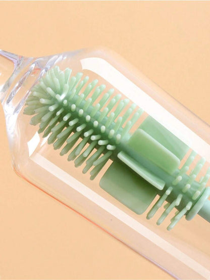 Spazzola multicolore in silicone con manico lungo per la pulizia di tazze, bottiglie e stoviglie in cucina, pulitore riutilizzabile per teiere, bottiglie di latte