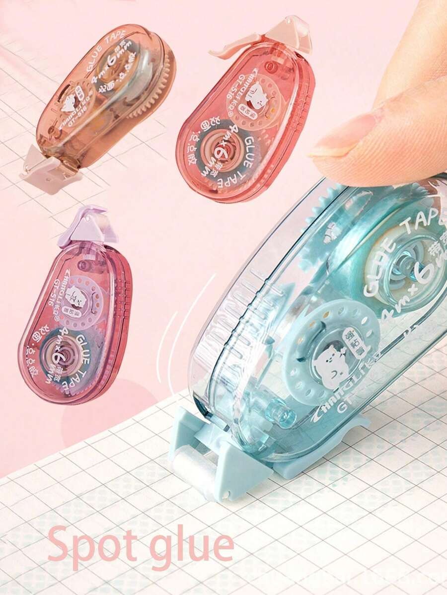 nastro adesivo decorativo a pois per studenti e ufficio, lunghezza 4m x larghezza 6mm, biadesivo trasparente, colore casuale