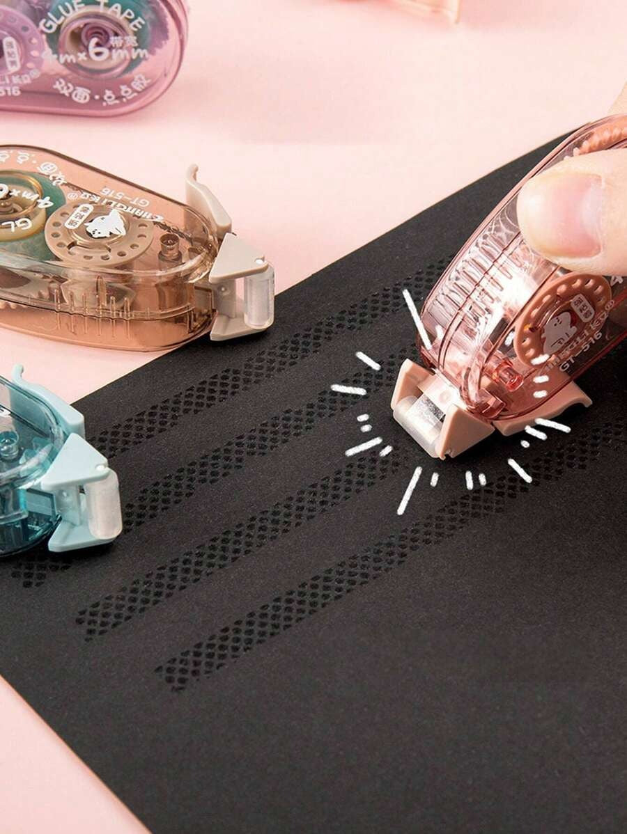 nastro adesivo decorativo a pois per studenti e ufficio, lunghezza 4m x larghezza 6mm, biadesivo trasparente, colore casuale