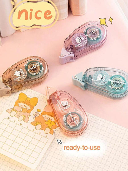 nastro adesivo decorativo a pois per studenti e ufficio, lunghezza 4m x larghezza 6mm, biadesivo trasparente, colore casuale