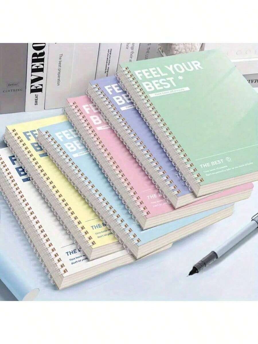 Quaderno a spirale, formato 1/6 di foglio 8.3" X 5.9" A5/B5, copertina in cartoncino, righe da 7mm, 6 colori, 60-120 pagine, per studiare e prendere appunti, diario, per il ritorno a scuola