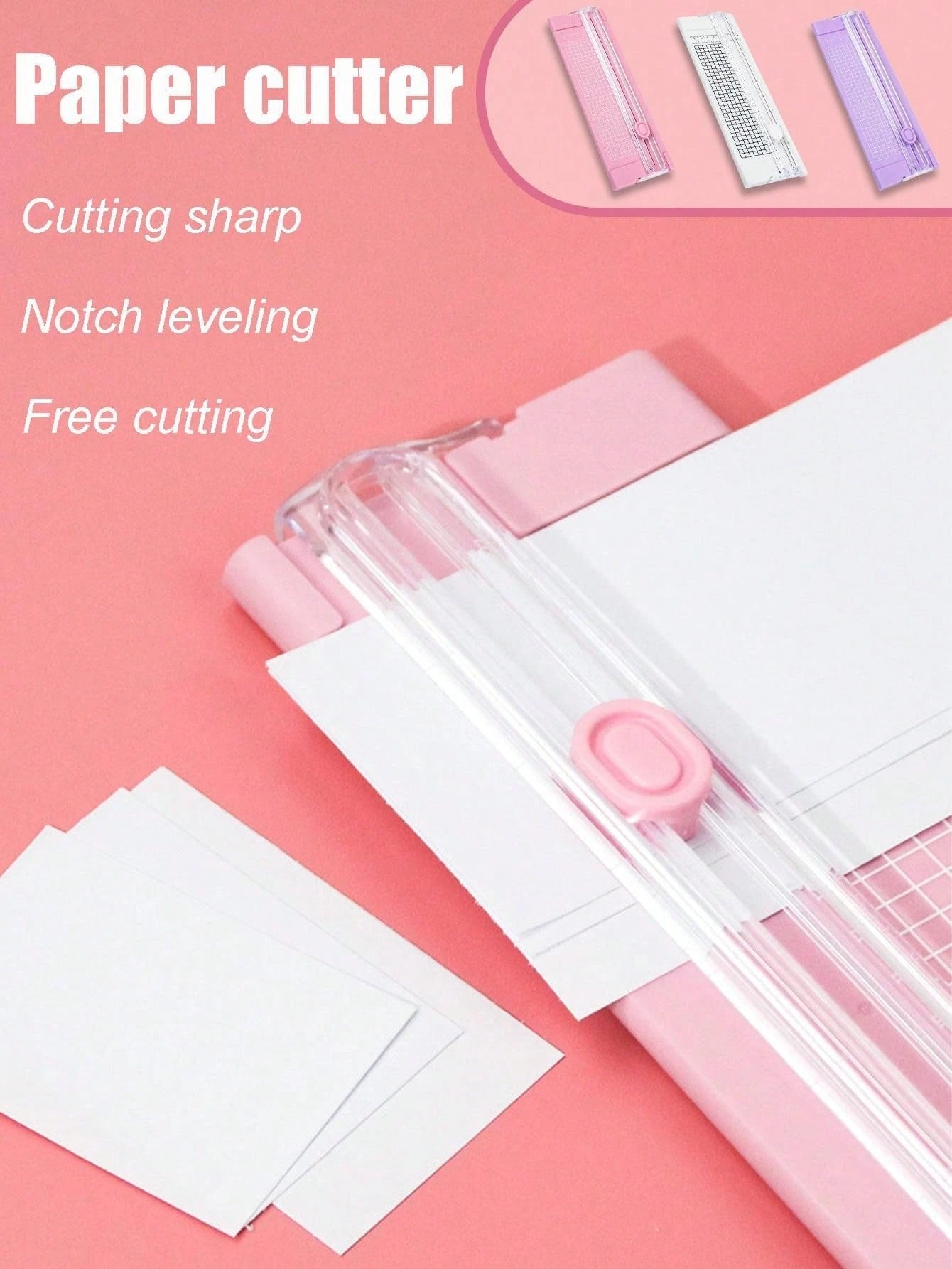 Taglierina per carta A4/A3, Taglierina per carta portatile in plastica, Mini strumento di taglio per foto, Lama da taglio manuale da scrivania