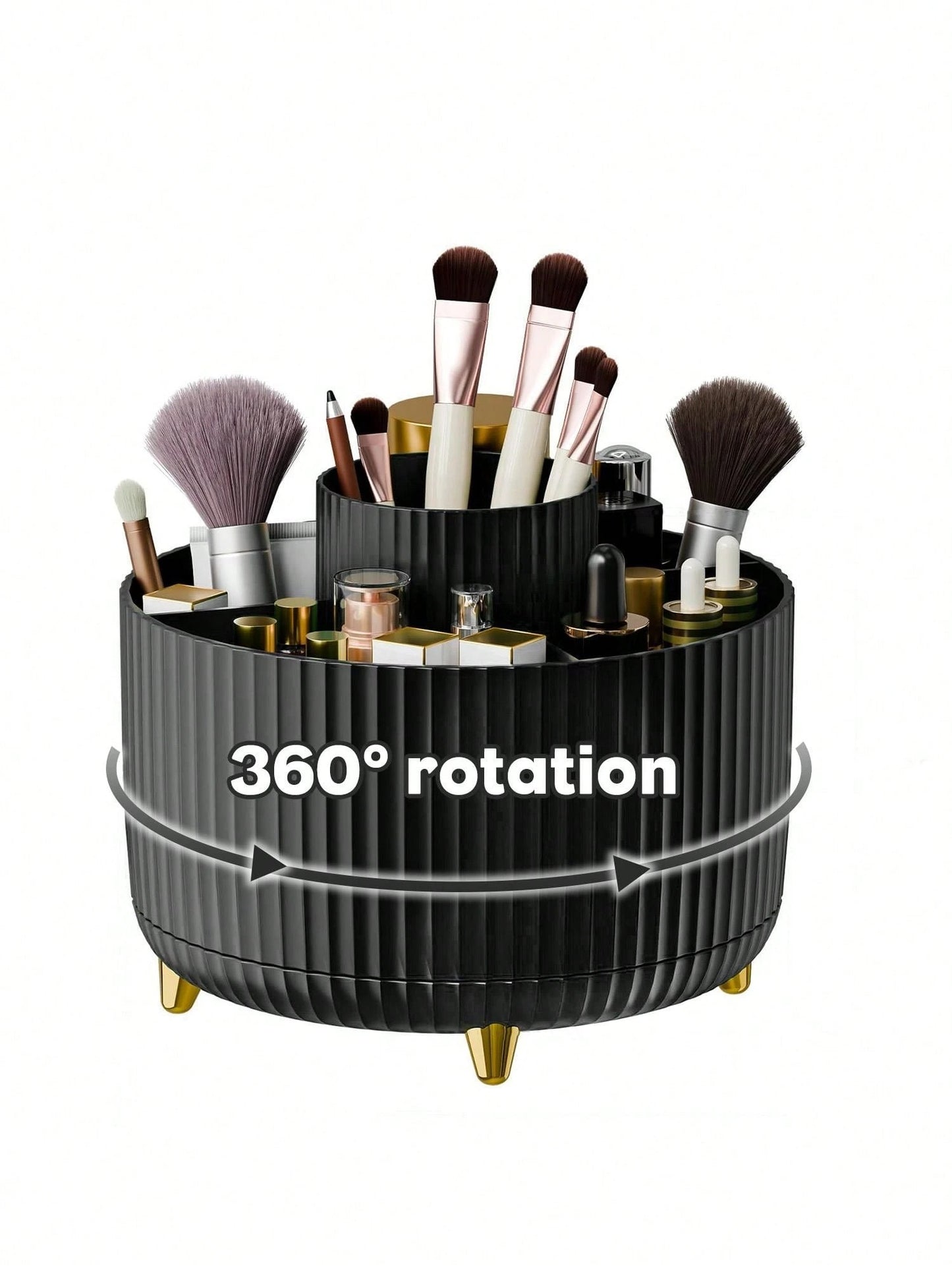 1 pezzo Scatola rotante da scrivania per conservazione di cosmetici, porta penne, espositore per cosmetici, portatrucchi multifunzione, contenitore per prodotti per la cura della pelle, scatola per pennelli make-up