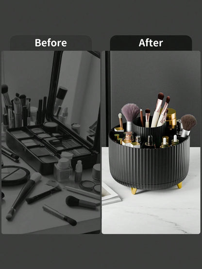 1 pezzo Scatola rotante da scrivania per conservazione di cosmetici, porta penne, espositore per cosmetici, portatrucchi multifunzione, contenitore per prodotti per la cura della pelle, scatola per pennelli make-up