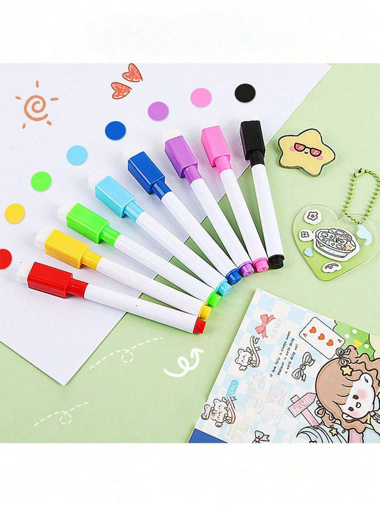 Pennarelli cancellabili per lavagne bianche, per scrittura, disegno e colorazione - colorati, facili da rimuovere senza lasciare tracce, marcatori lavabili ad alta capacità. Piccola confezione di pennarelli multicolore per scarabocchi