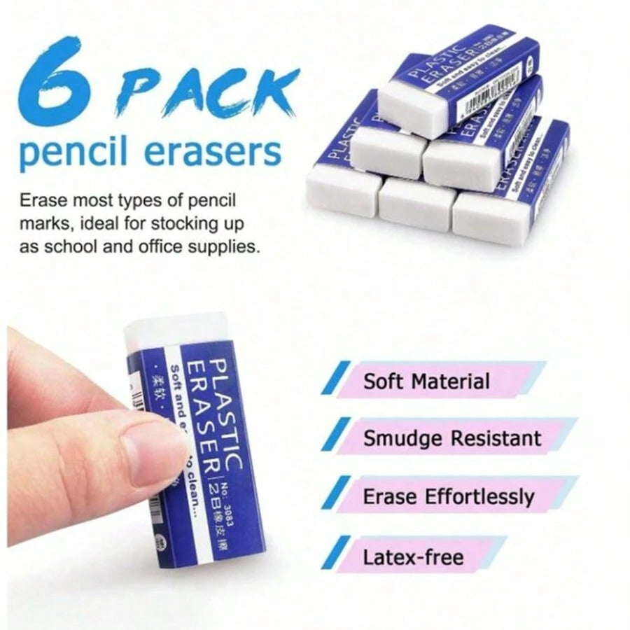 Gomme da cancellare per scuola/ufficio, gomme da disegno bianche, gomme per artisti, puliscono e rimuovono senza danneggiare la carta, adatte per studenti, colori/stili casuali
