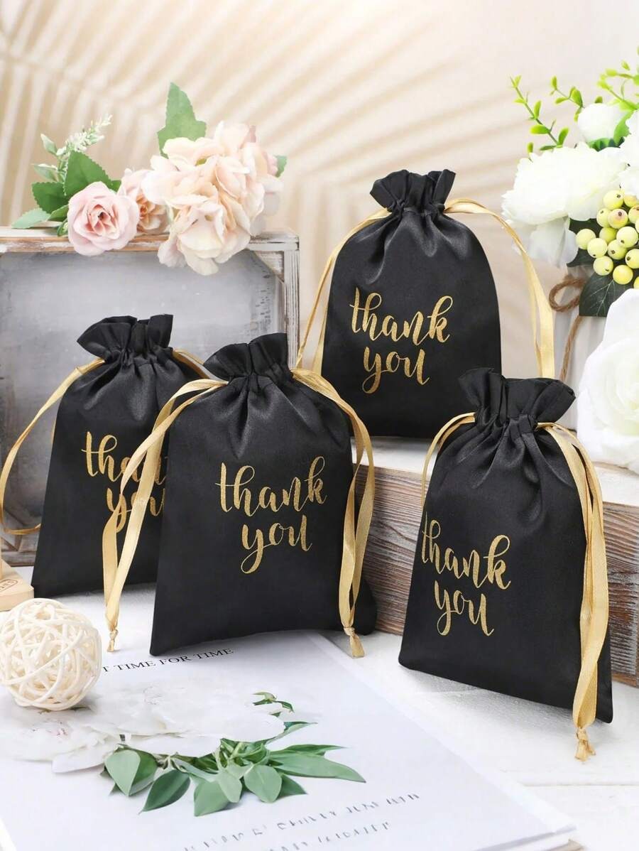 Sacchetti regalo in raso nero, 10 x 14 cm Borsette gioielli con cordoncino, Sacchetti per feste di matrimonio, Sacchetti con cordoncino per decorazioni per compleanni e vacanze