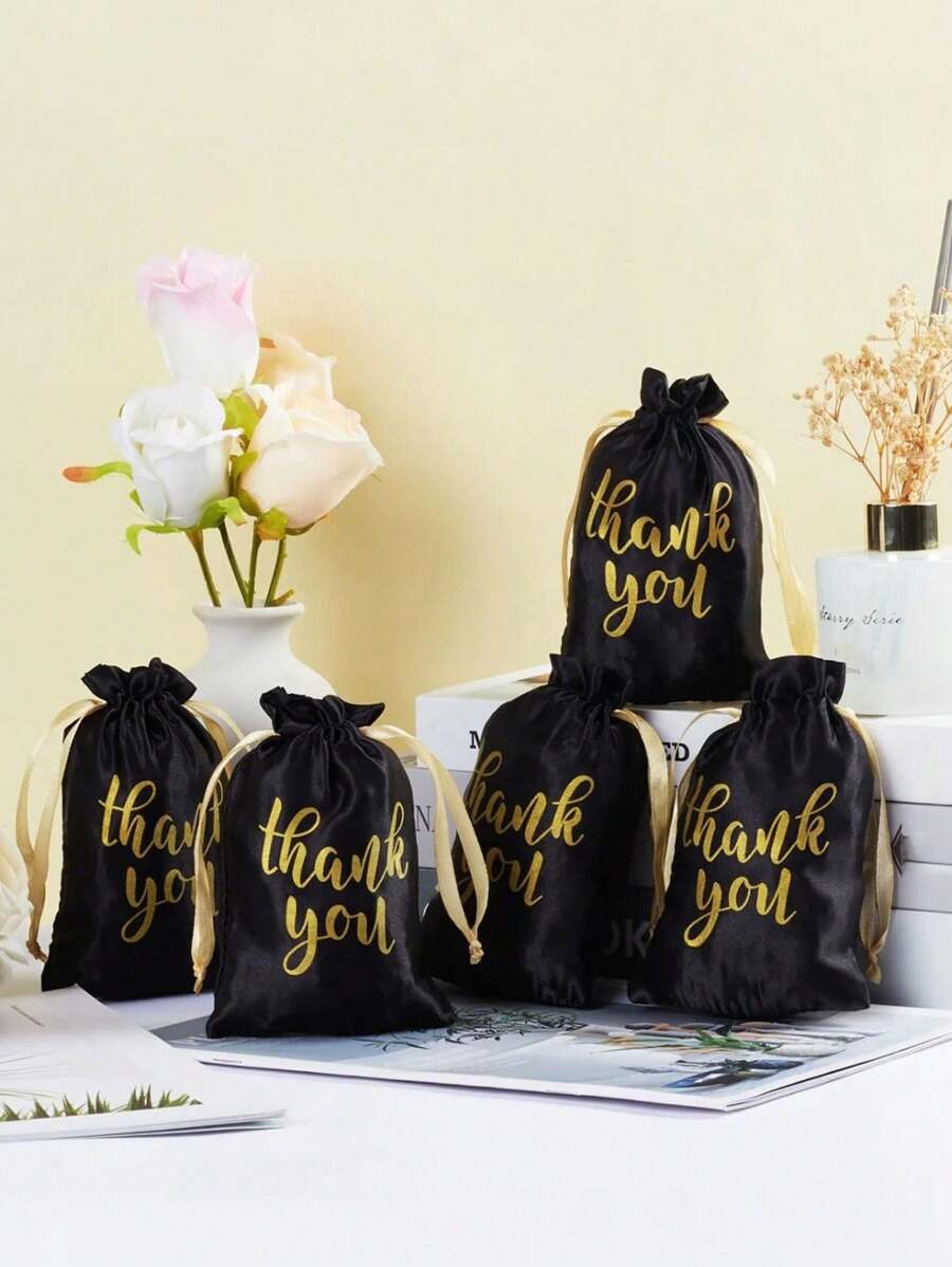 Sacchetti regalo in raso nero, 10 x 14 cm Borsette gioielli con cordoncino, Sacchetti per feste di matrimonio, Sacchetti con cordoncino per decorazioni per compleanni e vacanze