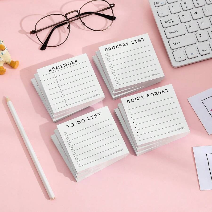 Note per promemoria ed efficienza del tempo, blocchetto adesivo 3x3 pollici, 50 fogli per blocchetto, materiale per ufficio, scuola e casa, idea regalo per insegnanti