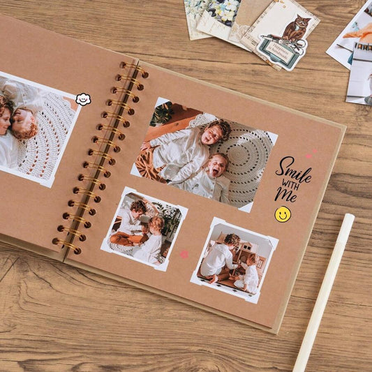 Album scrapbooking fai-da-te da 7"x7"/8"x8"/10"x10", 40 pagine/20 fogli, copertina rigida in carta kraft, album fotografico per matrimonio, anniversario e famiglia