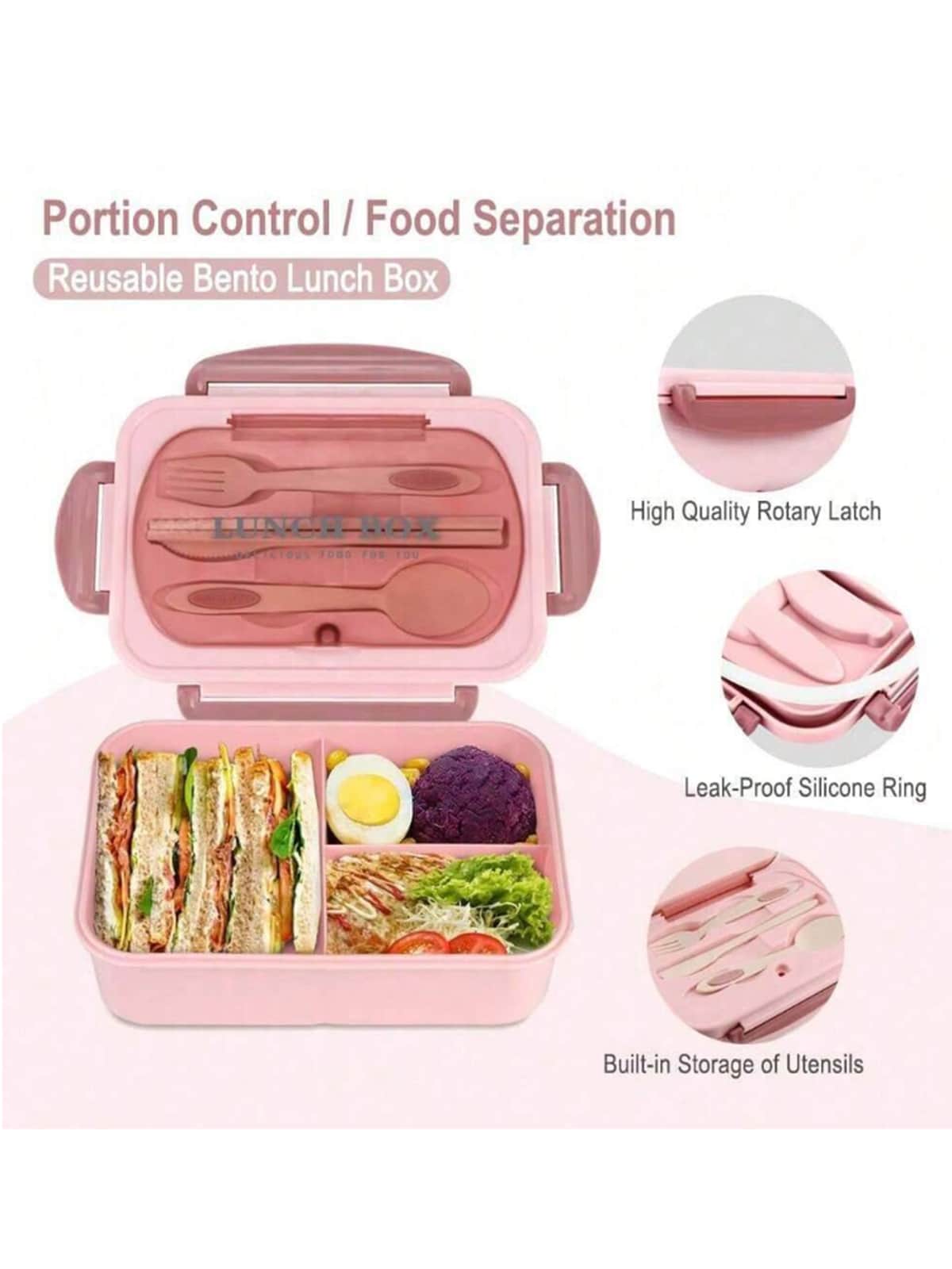 Set Scatola Bento per adulti, contenitori per uomini e donne con 3 scomparti, contenitore per cibo con posate, barattolo per salse, pirottini per muffin, per microonde e lavastoviglie, marrone