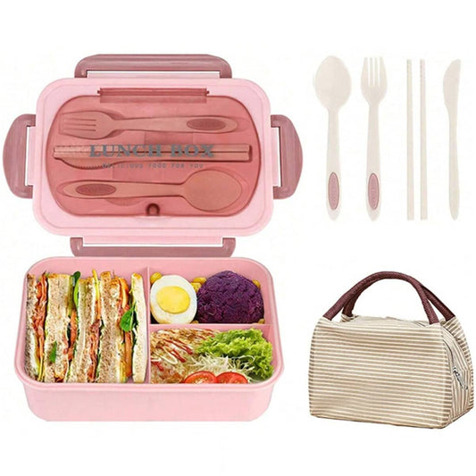 Set Scatola Bento per adulti, contenitori per uomini e donne con 3 scomparti, contenitore per cibo con posate, barattolo per salse, pirottini per muffin, per microonde e lavastoviglie, marrone