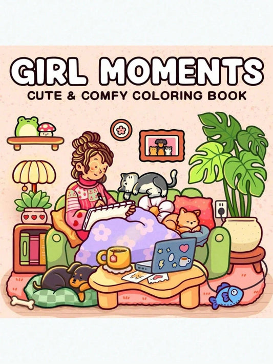 Libro da colorare per adulti con ragazze, raffigurante attività quotidiane confortevoli e cute per il relax, adatto come regalo (Spazi Accoglienti da Colorare), Ritorno a Scuola