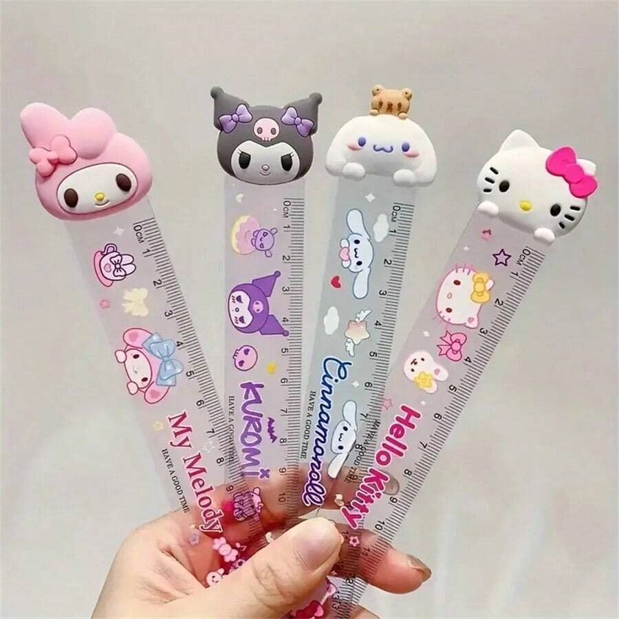 Segnalibro/Righello in silicone a forma di personaggio Sanrio Kulomi, testa di bambola, righello dritto carino e creativo, forniture scolastiche, per il ritorno a scuola